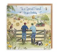 Hunts England - Special Friend Farmers Birthday Card - For Men - 'Haymaking' - Farmers And Tractors - Milo's Gallery Collection - Farming Birthday Card For Male Friend - Him