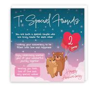 Hunts England - Special Friends 2nd Anniversary Card - Starry Night - Cute Bears - Verse 2nd Anniversary Card For Special Friends - Cute Poem Anniversary Card