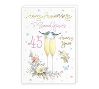 Hunts England - Special Friends 45th Anniversary Card - A5 Size - Champagne Flutes - Gold Foil - 45th Anniversary Card For Special Friends - 45 Years - Milo's Gallery