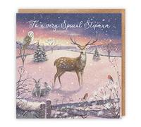 Hunts England - Stepmum Christmas Card - 'The Stag' - To A Very Special Stepmum - Card - Milo's Gallery Collection - Christmas Wording Inside - From Stepson/Stepdaughter