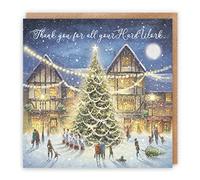 Hunts England - Thank You For All Your Hardwork Christmas Card - 'Christmas Eve' - Milo's Gallery Collection - Xmas Card For Business To Give To Employees, Staff, Colleagues, Workers, etc.