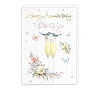 Hunts England - To Both Of You Anniversary Card For Couples - A5 Size - Champagne Flutes - Gold Foil - Anniversary Card For Couples, Friends, Family, etc. - Milo's Gallery