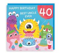 Hunts England - Uncle 40th Monsters Party Birthday Card - Happy Birthday! - 40 - Best Uncle Ever - Imagination Collection