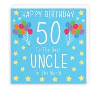 Hunts England - Uncle 50th Birthday Card - Happy Birthday - 50 - To The Best Uncle In The World - Iconic Collection