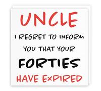 Hunts England - Uncle 50th Funny Birthday Card - Uncle - I Regret To Inform You That Your Forties Have Expired - Retro Collection