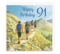 Hunts England - Walking Fun 91st Birthday Card - Milo's Gallery - Age 91 Walkers Birthday Card - For 91 Year Old Hiking Fan - Age Ninety One - For Him, Her