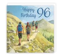 Hunts England - Walking Fun 96th Birthday Card - Milo's Gallery - Age 96 Walkers Birthday Card - For 96 Year Old Hiking Fan - Age Ninety Six - For Him, Her