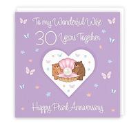 Hunts England - Wife 30th Anniversary Card - 30 Years - Pearl Anniversary - Romantic Meadows - Fun Card - 30th Anniversary Card For Wife