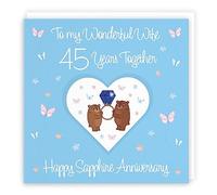 Hunts England - Wife 45th Anniversary Card - 45 Years - Sapphire Anniversary - Romantic Meadows - Fun Card - 45th Anniversary Card For Wife