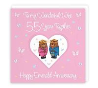 Hunts England - Wife 55th Anniversary Card - 55 Years - Emerald Anniversary - Romantic Meadows - Fun Card - 55th Anniversary Card For Wife