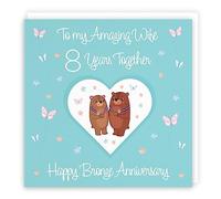 Hunts England - Wife 8th Anniversary Card - 8 Years - Bronze Anniversary - Romantic Meadows - Fun Card - Eighth Anniversary Card For Wife