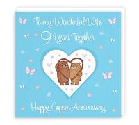 Hunts England - Wife 9th Anniversary Card - 9 Years - Copper Anniversary - Romantic Meadows - Fun Card - Ninth Anniversary Card For Wife
