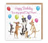 Hunts England Womens Birthday Card From The Dog - Dancing Dogs - To A Very Special Dog Mum! - Birthday Card For Women, Wife, Mum, Daughter, etc. - Milo's Gallery Collection