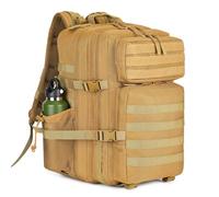 HUNTVP 45L Backpack Tactical Rucksack Military Molle Backpacks 3 Day Bug Out Bag for Men and Women Hiking Camping Trekking Traveling Outdoors (Brown-45L)