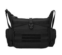 HUNTVP Crossbody Messenger Laptop Shoulder Bag Multi Pockets for Men Women,Travel Working School Fishing Camping Hiking Outdoors (Black-L)