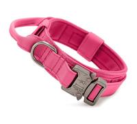 Huntvp Dog Collar,Tactical Dog Collars with Control Handle,Military Adjustable Collar Metal Buckle, Padded for Medium Large Dogs Hunting Trainning Outdoors (Pink-M)