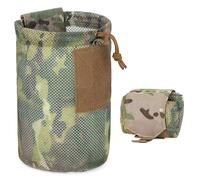 HUNTVP Dump Pouch, Molle Belt Pouch Folding Mesh Bag with Drawstring Recycle Net Bag Tool Storage Pack for Travelling Cycling Camping Outdoor(Cp)