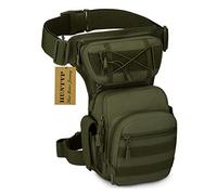 Huntvp Military Tactical Molle Drop Leg Bag Cross Over Leg Rig Thigh Pack Waist Bags for Motorcycle Cycling Riding Outdoors Camping Hiking (Type2-Army Green)