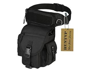 HUNTVP Military Tactical Molle Drop Leg Bag Utilitary Pouch Cross Over Leg Rig Thigh Pack for Motorcycle Cycling Riding Outdoors Camping