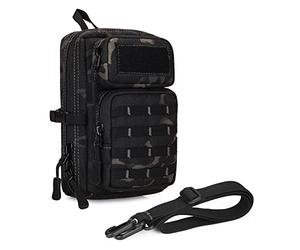 Huntvp Molle Pouch Small Bag Tactical Phone Utility Waist Pack EDC Pouch Cross Body Messenger Bag for Sports, Hiking, Camping, Traveling (Black)