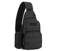 HUNTVP Sling Bag, Large Cross Body Bag Men Military Molle Travel Chest Man Bags for Cycling Camping School Traveling (Type7-upgrade black)