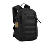 HUNTVP Small Backpack 12L Tactical Military Backpack Rucksack School Bag Molle Backpacks Daypack College Back Pack Student Daysack Rucksacks for Men Women Boys Girls Hiking Running Working (Black)