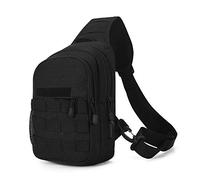 HUNTVP Tactical Chest Bag Molle Chest Sling Pack Backpack with Water Bottle Holder Pouch/USB for Hiking Cycling Gym School Dog Walking Outdoors(Type3-black)