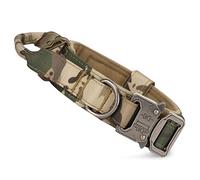 Huntvp Tactical Dog Collar with Control Handle, Military Adjustable Collar,Nylon, Metal Buckle, Padded for Medium-sized Dogs Hunting Trainning Outdoors(Camo-XL)