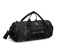 Huntvp Tactical Duffle MOLLE Handbag Gear Military Travel Carry On Shoulder Bag Small Valise (Black CP), Black CP, Casual