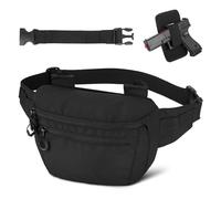 HUNTVP Tactical Fanny Pack, Concealed Carry Waist Bag for Men and Women, CCW Military Crossbody Hip Belt Bag, WR Nylon Bumbag with Pistol Holster & Adjustable Belt for EDC, Hiking, Travel, Black, Ccw