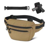 HUNTVP Tactical Fanny Pack, Concealed Carry Waist Bag for Men and Women, CCW Military Crossbody Hip Belt Bag, WR Nylon Bumbag with Pistol Holster & Adjustable Belt for EDC, Hiking, Travel, Brown, Ccw