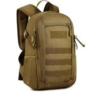 HUNTVP Tactical Military Backpack 10L Small Backpack Rucksack School Bag Molle Backpacks Daypack College Back Pack Student Daysack Rucksacks for Men Women Boys Girls Hiking Running Working (Brown)