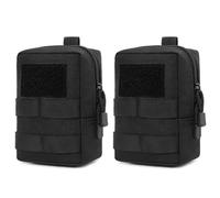 Huntvp Tactical MOLLE Phone Pouch, Small Belt Pouch Bag EDC Gadget Waist Belt Pack for Outdoors, Hunting, Camping, Trekking, Traveling (Black-2 Packs)