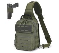 HUNTVP Tactical Sling Bag Concealed Carry Crossbody Bag for Men Molle CCW Chest Pack Sling Backpack EDC Military Shoulder Bag, Army Green, 8.27 x 6.3 x 13.02 inches, Outdoor