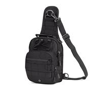 HUNTVP Tactical Sling Bag,Hiking Rucksack Chest Pack MOLLE Military Backpack Bag for Cycling Camping Working out Traveling Outdoor Activity (Type1-Black)