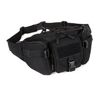 Huntvp Tactical Waist Bag Military Waist Pack Molle Bumbag Pack Bum Bag for Outdoors Walking Running Daily Use Hiking Camping Trekking (Black-M)