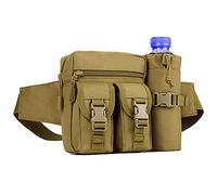 Huntvp Waist Pack Bag with Water Bottle Pouch Molle Belt Bag Bumbag for Cycling Hiking Walking Outdoors,Brown