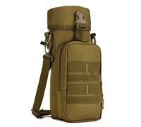Huntvp Water Bottle Holder Carrier Pouch with Strap Molle Sling Bag Tactical Military Kettle Canteen Bag Pack Crossbody Bag(800/1000ml) (Brown)