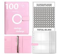 HUNYA 100 Envelope Challenge Binder, 5 Savings Binder with Cash Envelopes, Money Saving Wallet Binder, Envelope Saving Challenge, for Budgeting and Money Saving