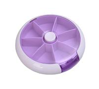 Weekly Pill Organizer 7 Day Round Compact Tablet Box Travel Pill Box 7 Compartments Tablet Dispenser Portable Automatic Rotary Pill Storage Case Box for Travel