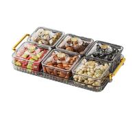 HUNYA Snackle Box, Divided Serving Tray with Lid, Snack Tray, Snack Divided Platter, Dry Fruit Tray, Snack Serving Tray, Organizer for Spices, Candy, Fruits, Nuts, Snacks