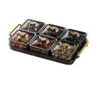 HUNYA Snackle Box, Divided Serving Tray with Lid, Snack Tray, Snack Divided Platter, Dry Fruit Tray, Snack Serving Tray, Organizer for Spices, Candy, Fruits, Nuts, Snacks