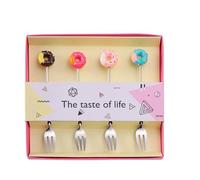HUNYA Stainless Steel Dessert Forks and Spoons Set, Pastry Forks, Cake Forks, Soup Spoons, Cute Donut Coffee Spoons, Tea Spoons, Cake Forks for Stirring Sugar Tea Dessert for