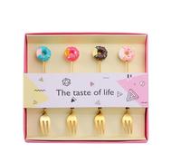 HUNYA Stainless Steel Dessert Forks and Spoons Set, Pastry Forks, Cake Forks, Soup Spoons, Cute Donut Coffee Spoons, Tea Spoons, Cake Forks for Stirring Sugar Tea Dessert for