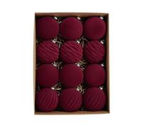 HUNYA Velvet Baubles, Red Velvet Balls, 12 Flocking Ornaments, For Tree Hanging Decoration