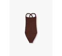 Hunza G Womens Metallic Chocolate Bette Crossover-strap Swimsuit 1 Size