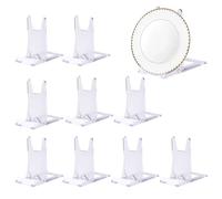huoanpo 10 Pack Display Stands - Adjustable Acrylic Stands, for Plate Stand, Book Display Stands', Card Stand's and Mini Easel Stands', for Holds Dinner Plates, Books, Photos, and Phones(Clear)