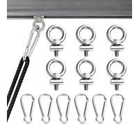 huoanpo 18 Piece Awning Rail Protector Set, 6 Stainless Steel Caravan Accessories, 6 Eye Nuts and 6 Carabiners, Multi-purpose Motorhome Essentials for Motorhomes and Caravans