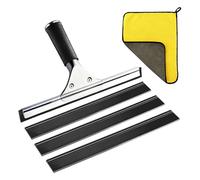 Huoanpo 5Pcs Professional Window Cleaning Equipment Kit - 30cm Window Squeegee, 3 Replacement Rubber Blades and Microfibre Cloth for Windows, Bathroom Glass Screens, Glass, Car Windows, Mirrors