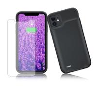 HUOBAO Battery case for iPhone 11, 8500mAh Protective Portable Charging Case for iPhone 11, Rechargeable Extended Battery Charger Case with Tempered Film-6.1", Black